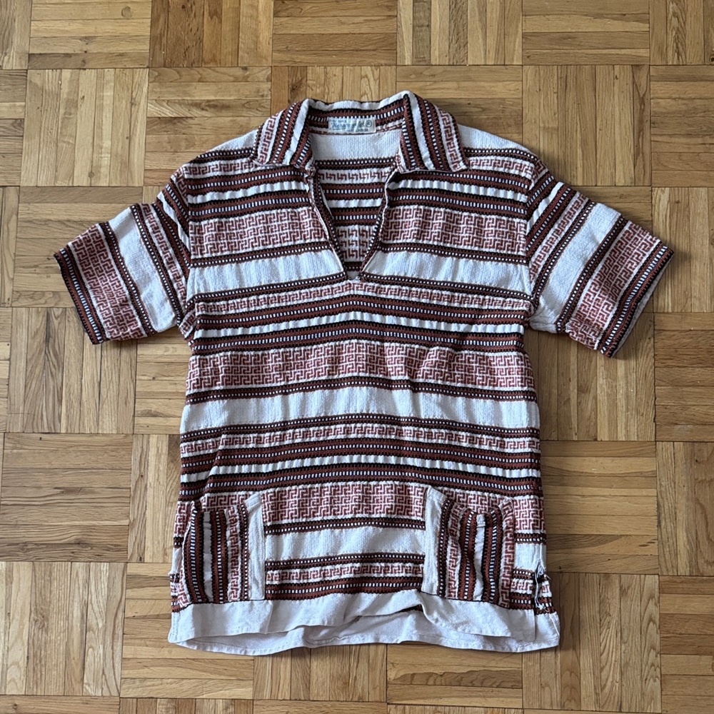 [SOLD!] Greek textured polo shirt - true vintage
